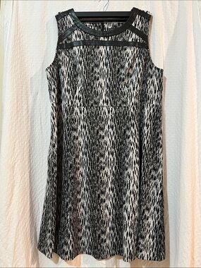 LANE BRYANT LEATHER TRIM - EDGY / MOTO Animal Women Dress Long Gun Metal Zipper
